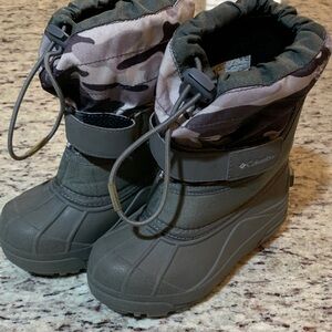 Columbia Kids' Gray Camouflage Snow Boots